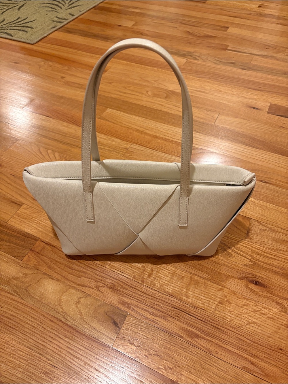 ZARA Cream Leather Tote Bag with Top Handles, slight mark on one side
